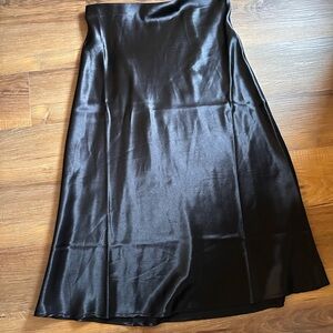Hot Kiss Black Satin A-Line Skirt